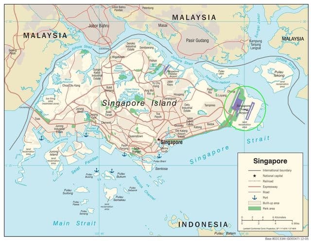 Mapa de los aeropuertos de Singapur
