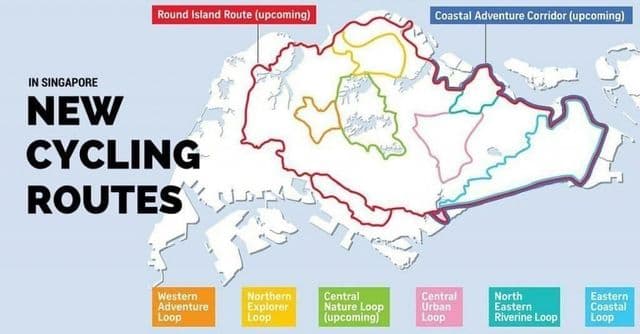 Mapa del carril bici de Singapur