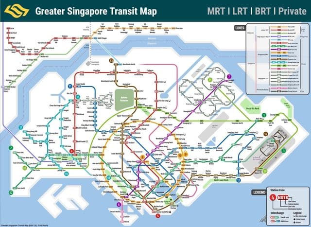 Mapa de transporte de Singapur