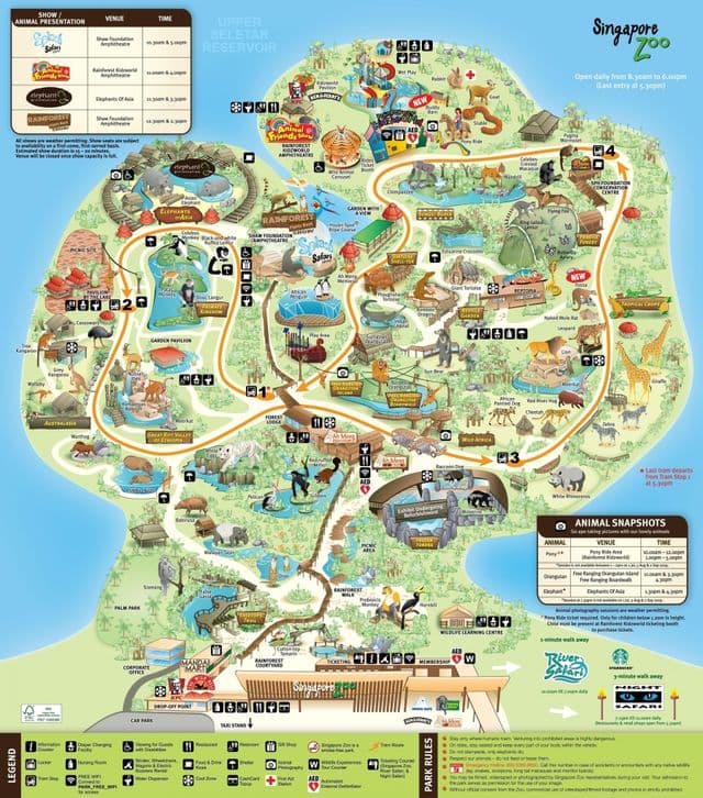 Mapa del parque zoológico de Singapur