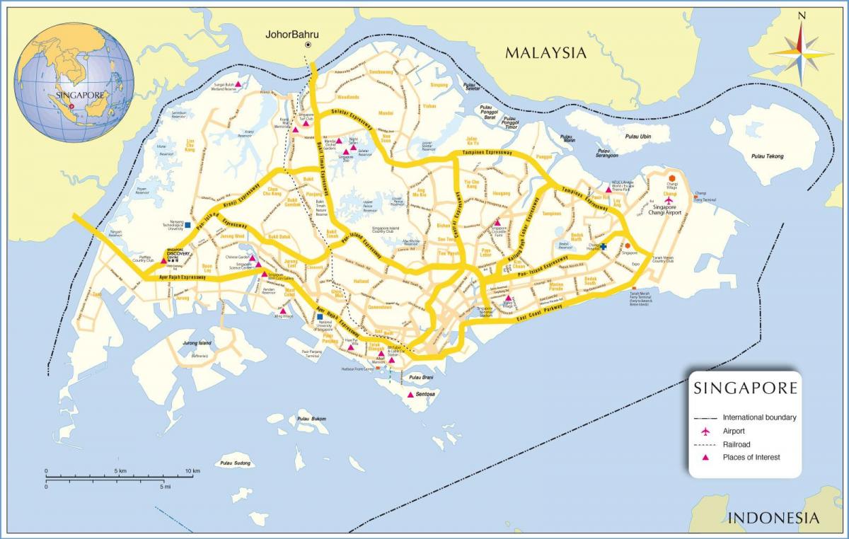 Singapur en el mapa de Singapur