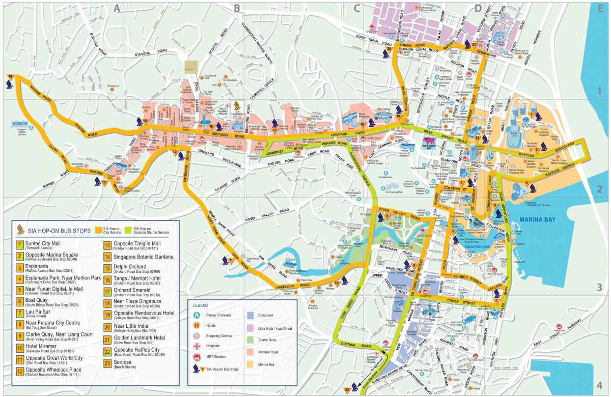 Mapa del centro de la ciudad de Singapur