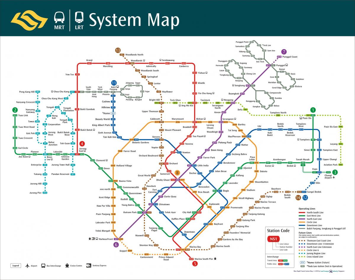 Mapa de la estación de metro de Singapur