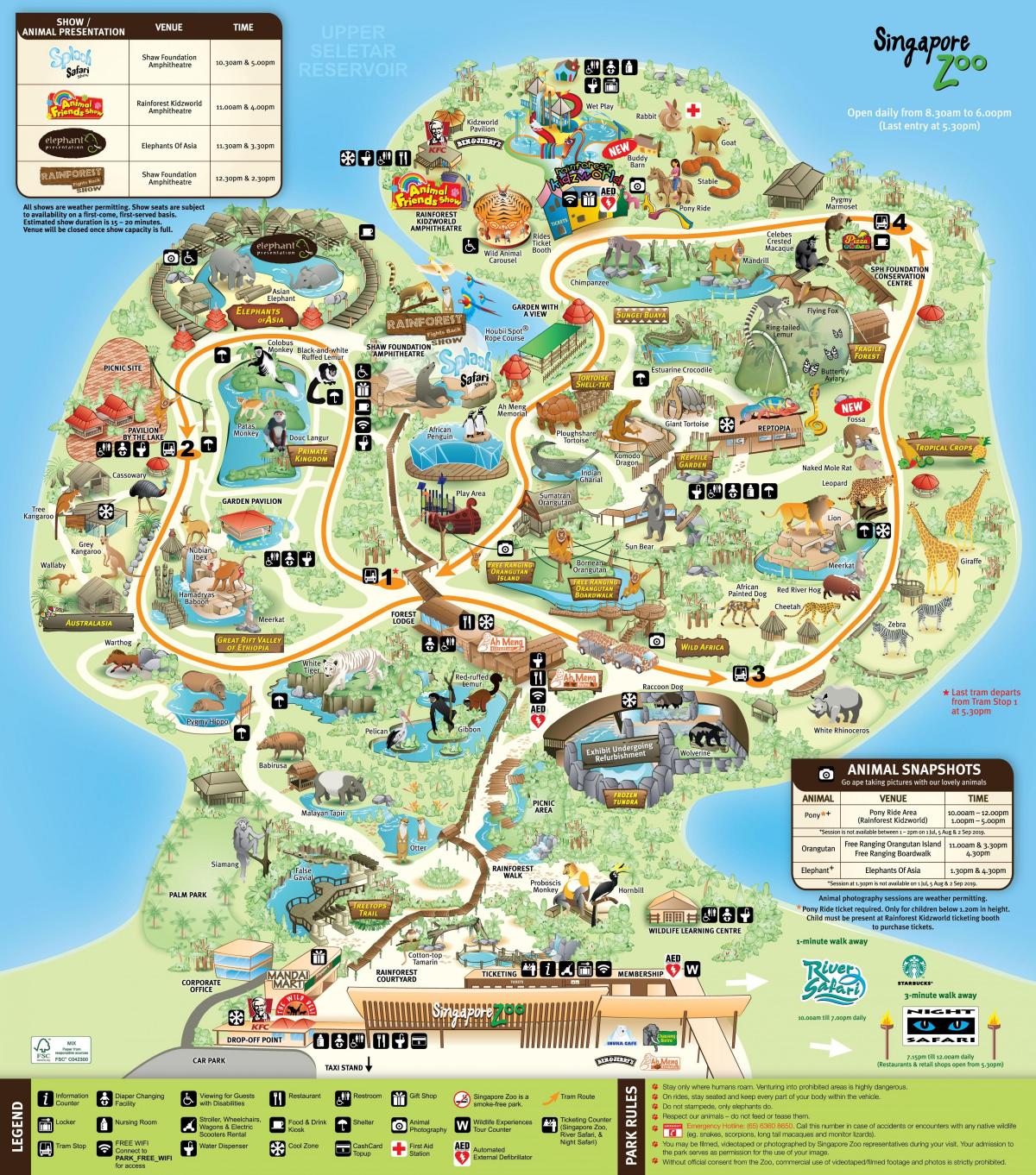Mapa del parque zoológico de Singapur